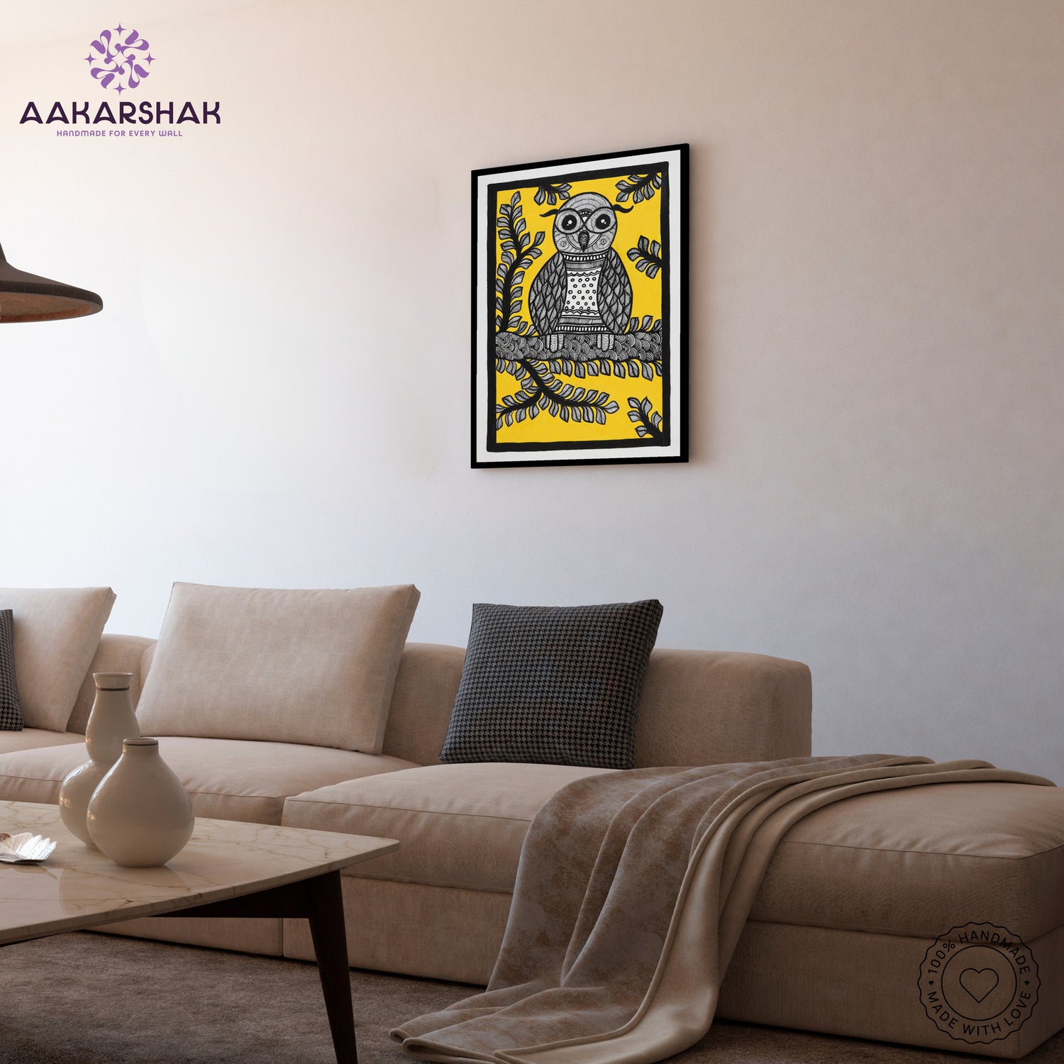 vibrant handmade owl painting-depicting indian folk traditions
