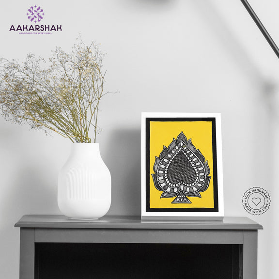 Handmade Madhubani paan painting-with tabletop stand for home decor
