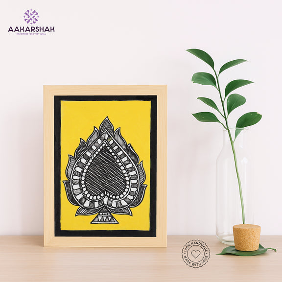 Handmade Madhubani paan painting-with tabletop stand for home decor
