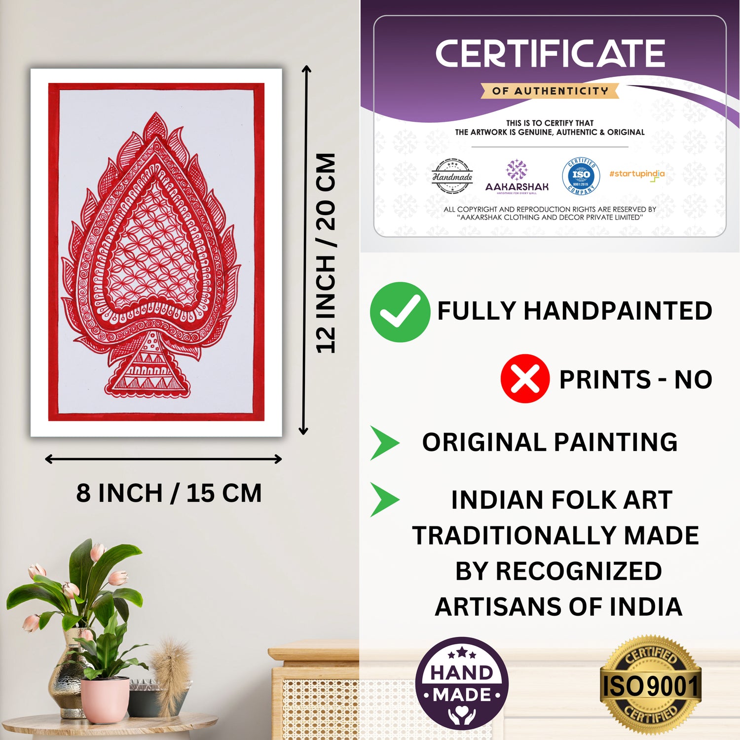 handmade iso certified-paan leaf madhubani painting
