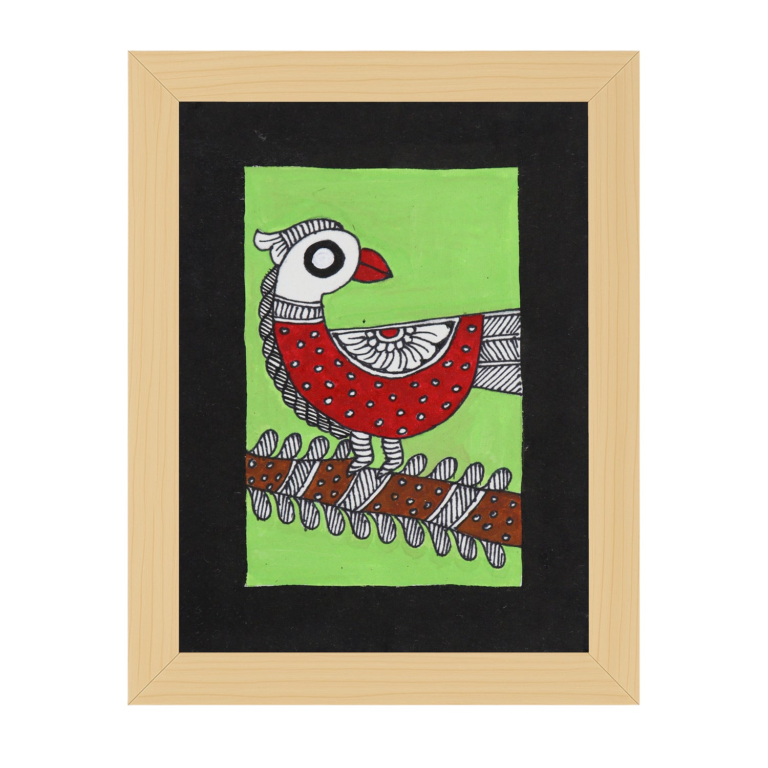 handmade madhubani painting peacock-in vibrant traditional folk art style
