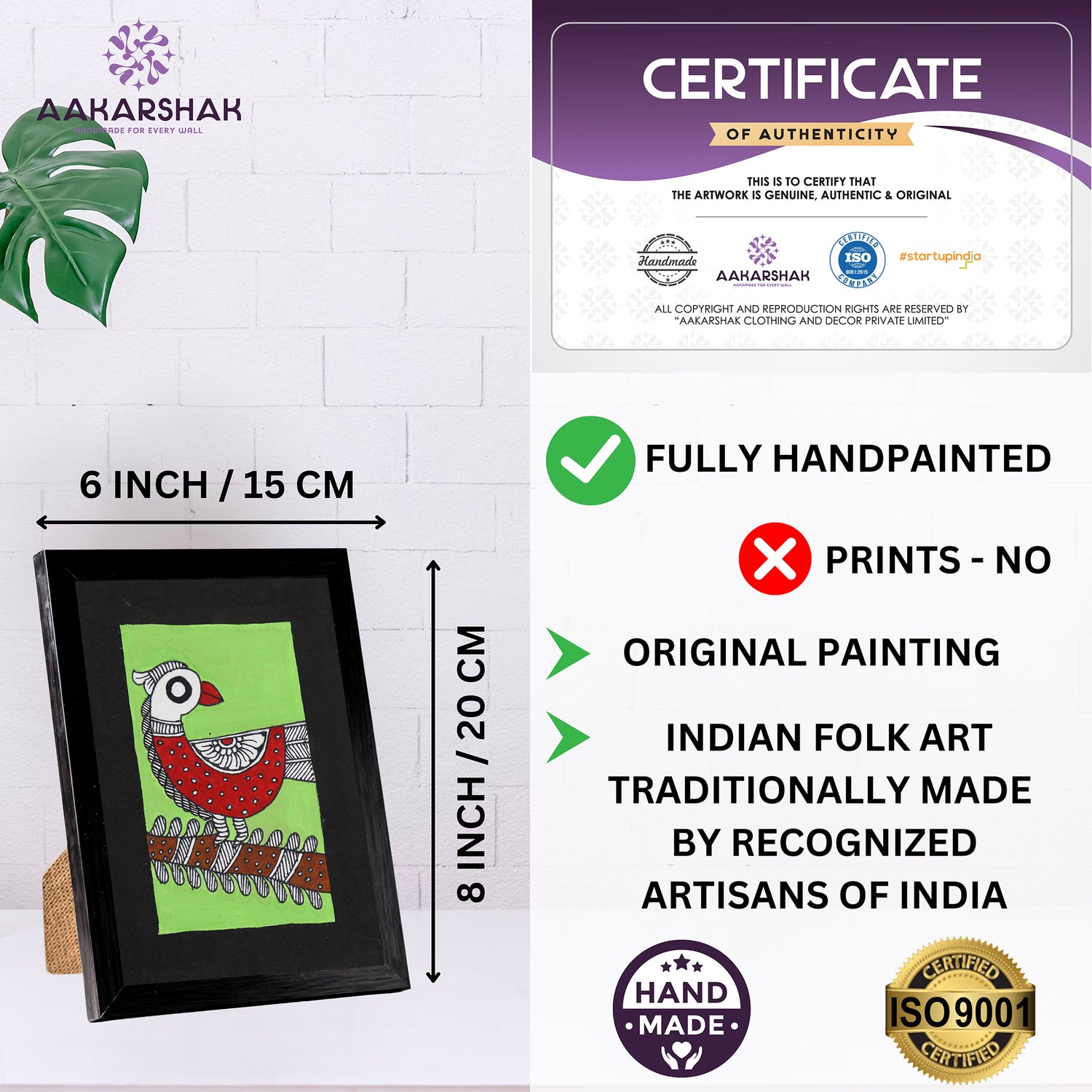 handmade iso certified madhubani-peacock painting
