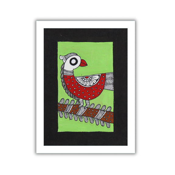 handmade madhubani painting peacock-in vibrant traditional folk art style
