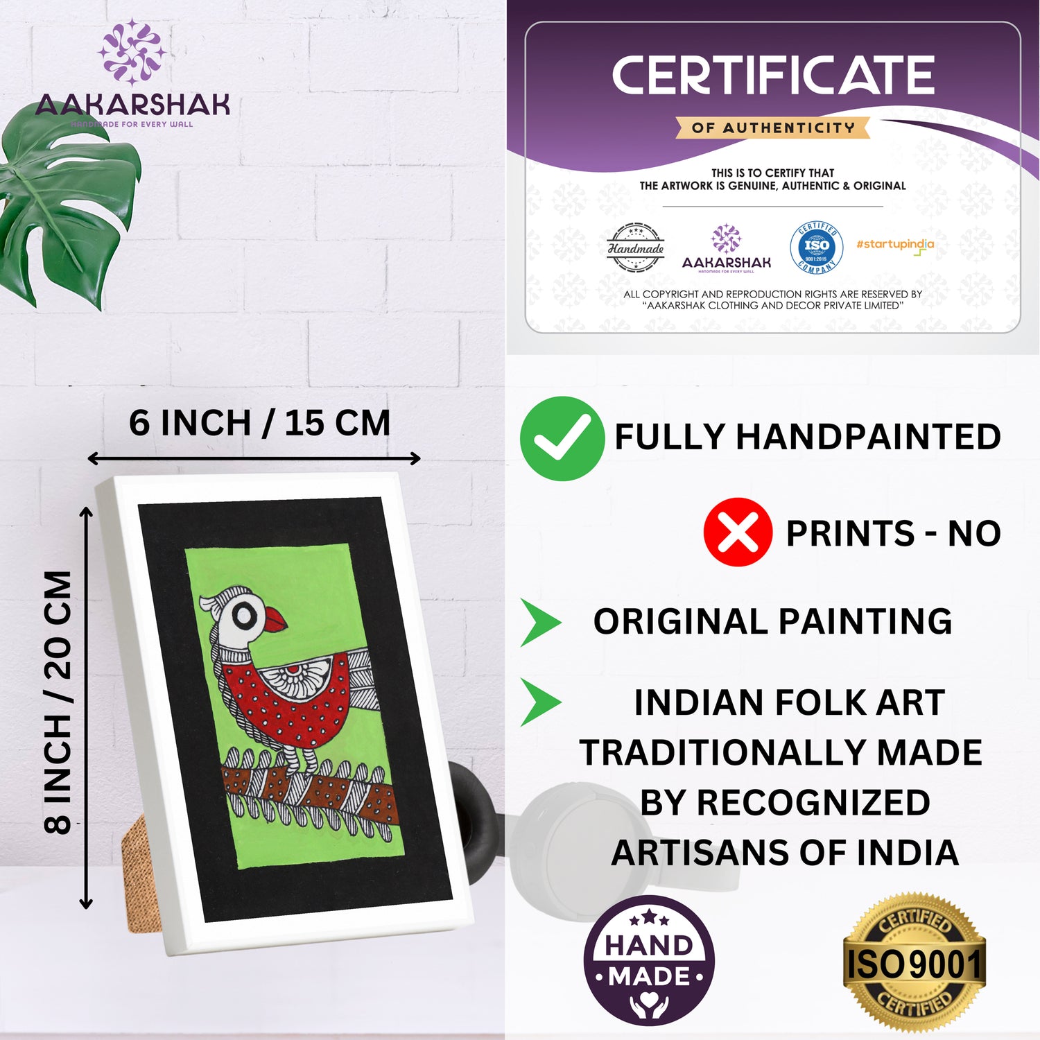 handmade iso certified madhubani-peacock painting
