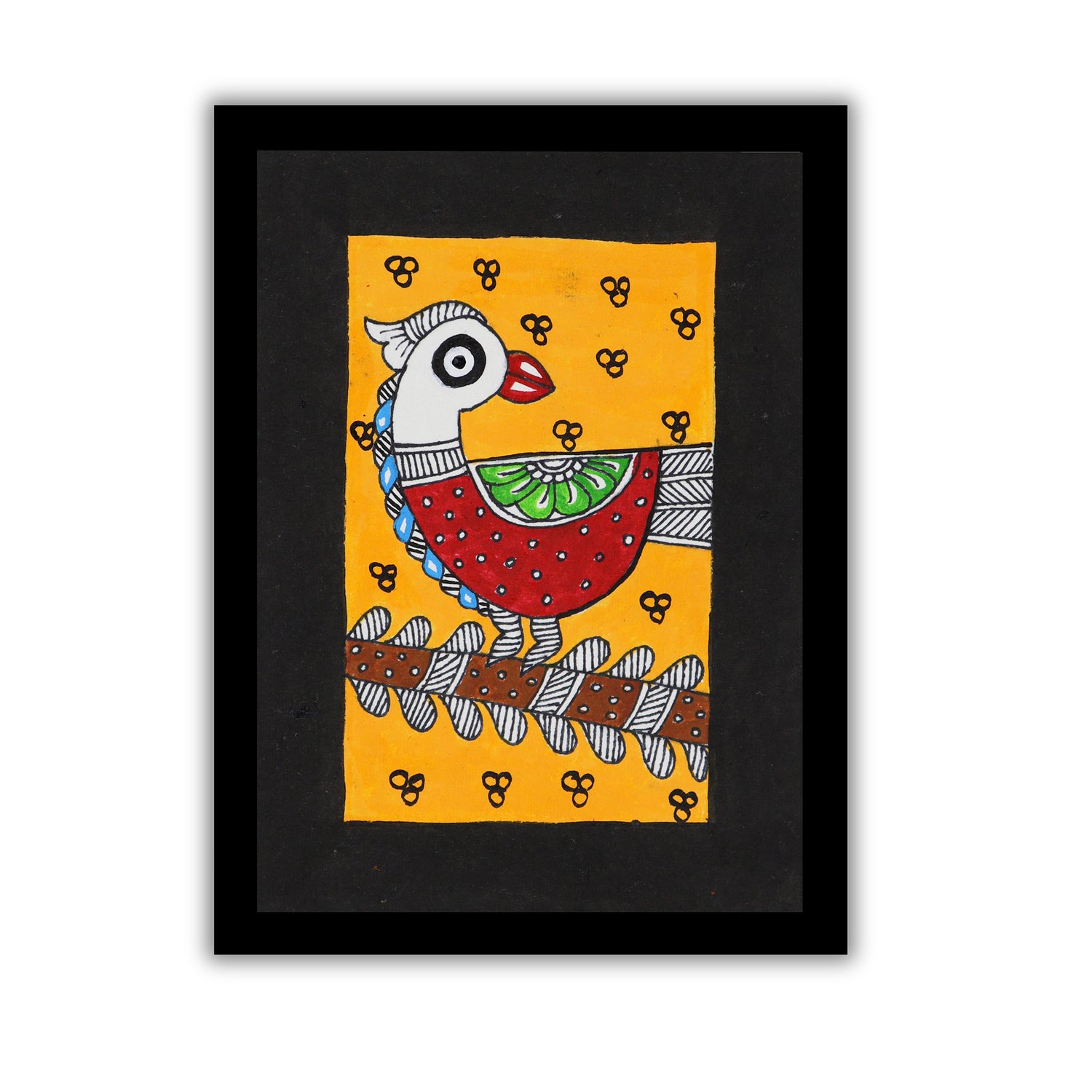 handmade madhubani painting peacock-in vibrant traditional folk art style
