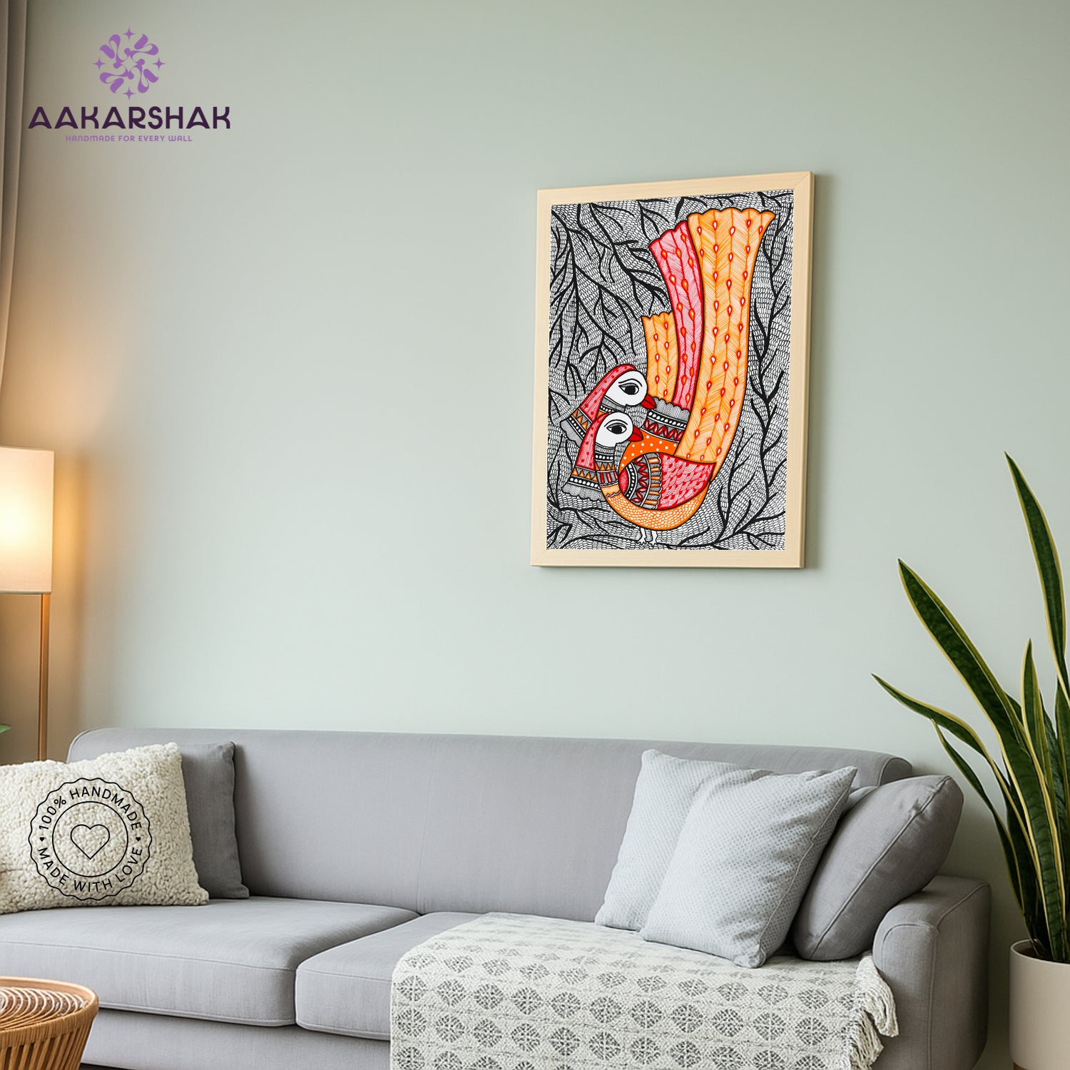 vibrant handmade peacock painting-depicting indian folk traditions