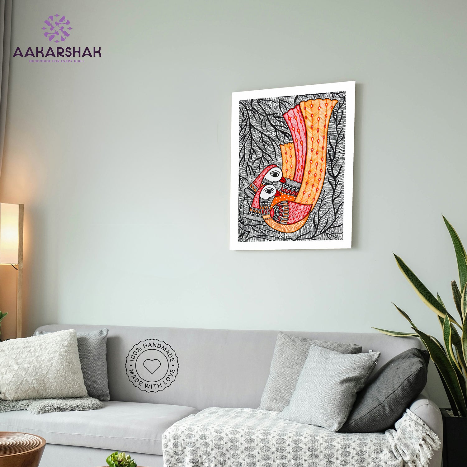 vibrant handmade peacock painting-depicting indian folk traditions