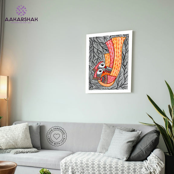 vibrant handmade peacock painting-depicting indian folk traditions