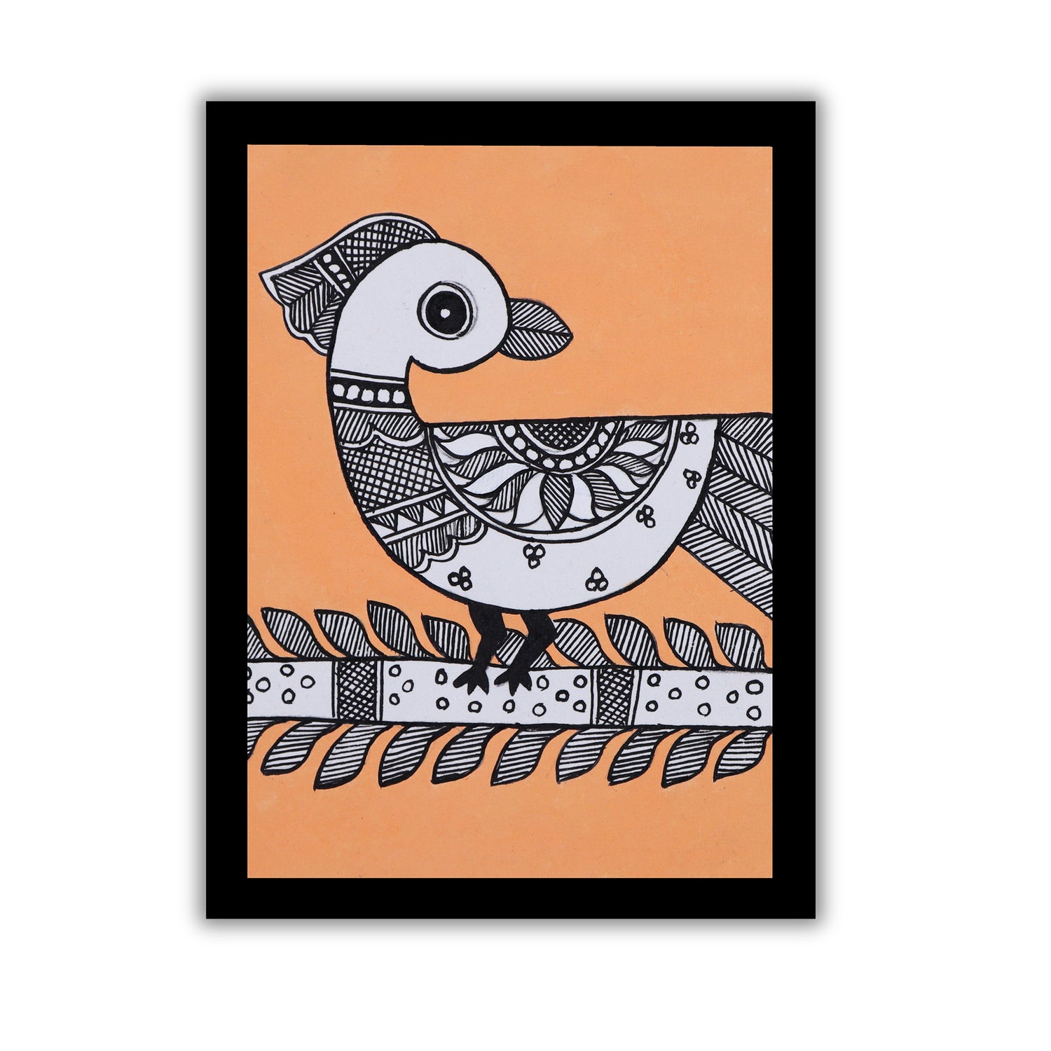 handmade madhubani painting peacock-in vibrant traditional folk art style
