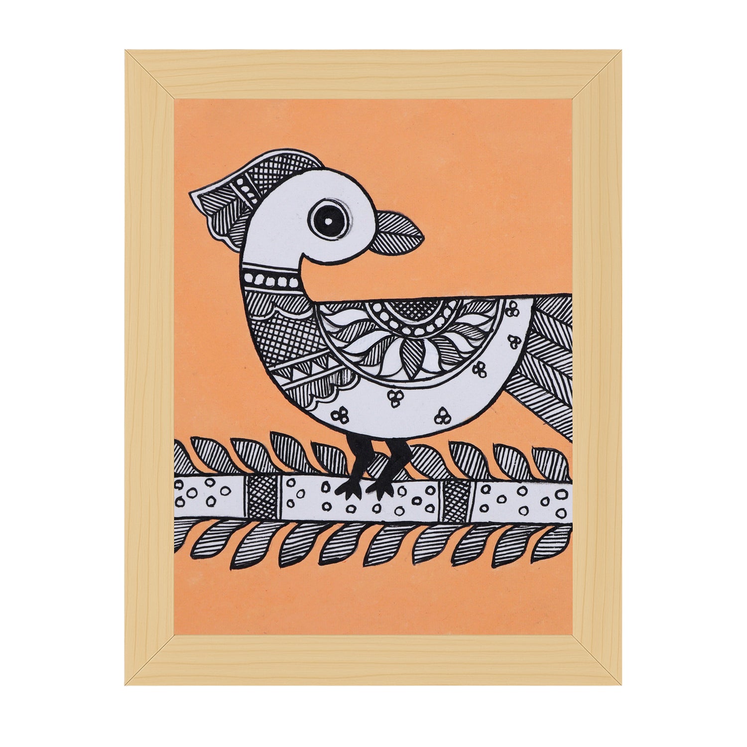 handmade madhubani painting peacock-in vibrant traditional folk art style
