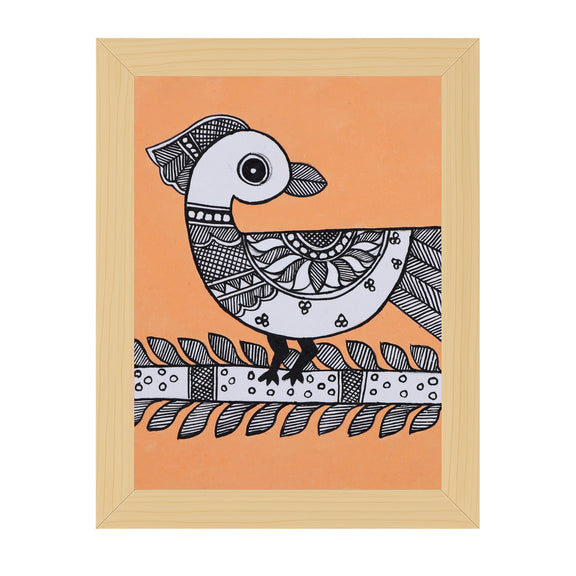 handmade madhubani painting peacock-in vibrant traditional folk art style
