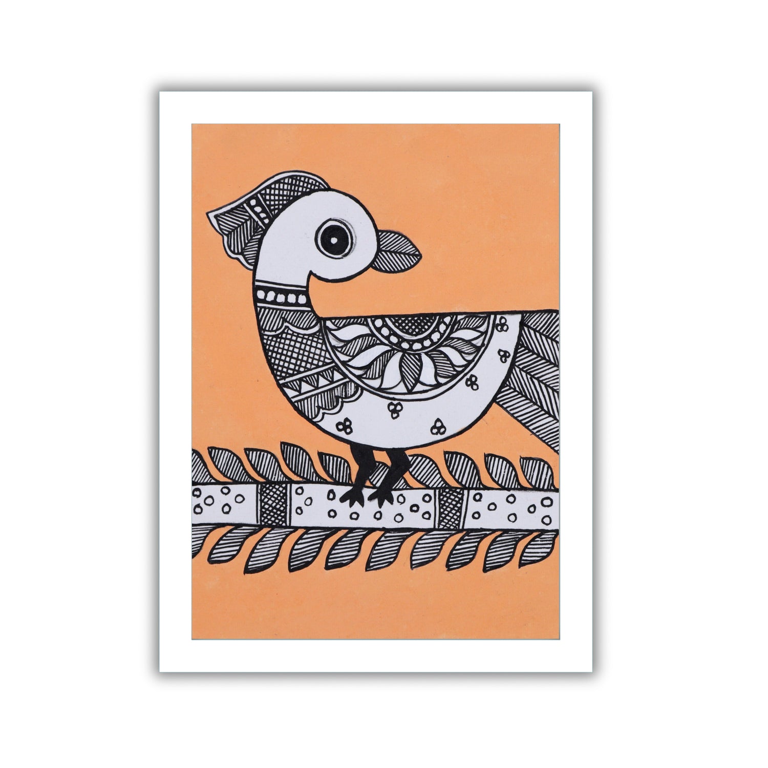 handmade madhubani painting peacock-in vibrant traditional folk art style
