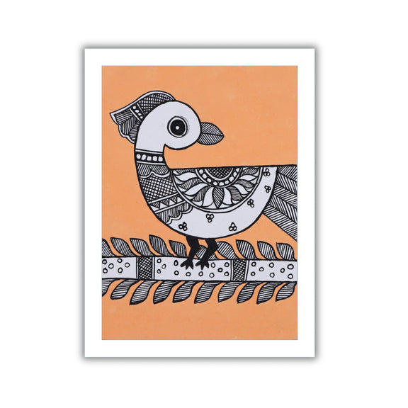 handmade madhubani painting peacock-in vibrant traditional folk art style
