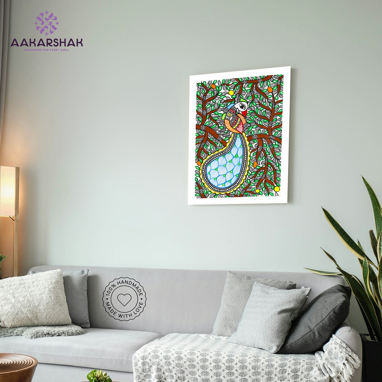 vibrant handmade peacock painting-depicting indian folk traditions