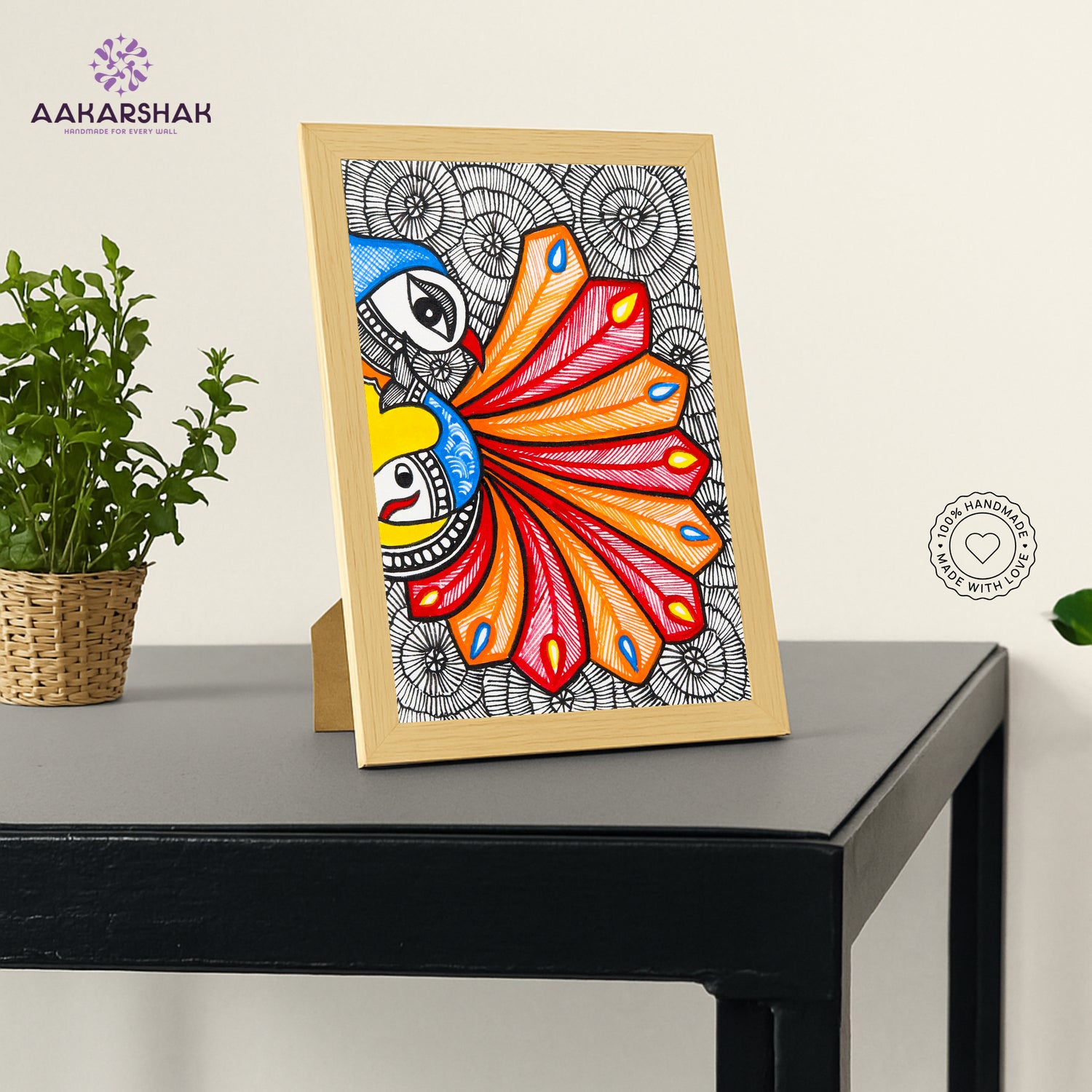 vibrant handmade madhubani painting-depicting indian folk traditions
