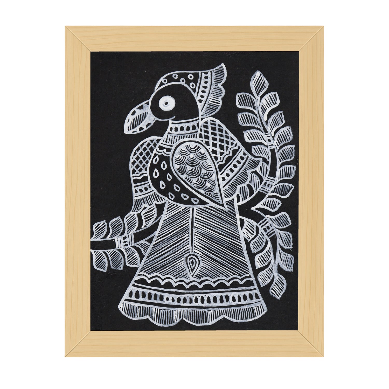 handmade madhubani painting peacock-in vibrant traditional folk art style
