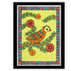 Framed artwork of a colorful peacock-with handmade madhubani painting 