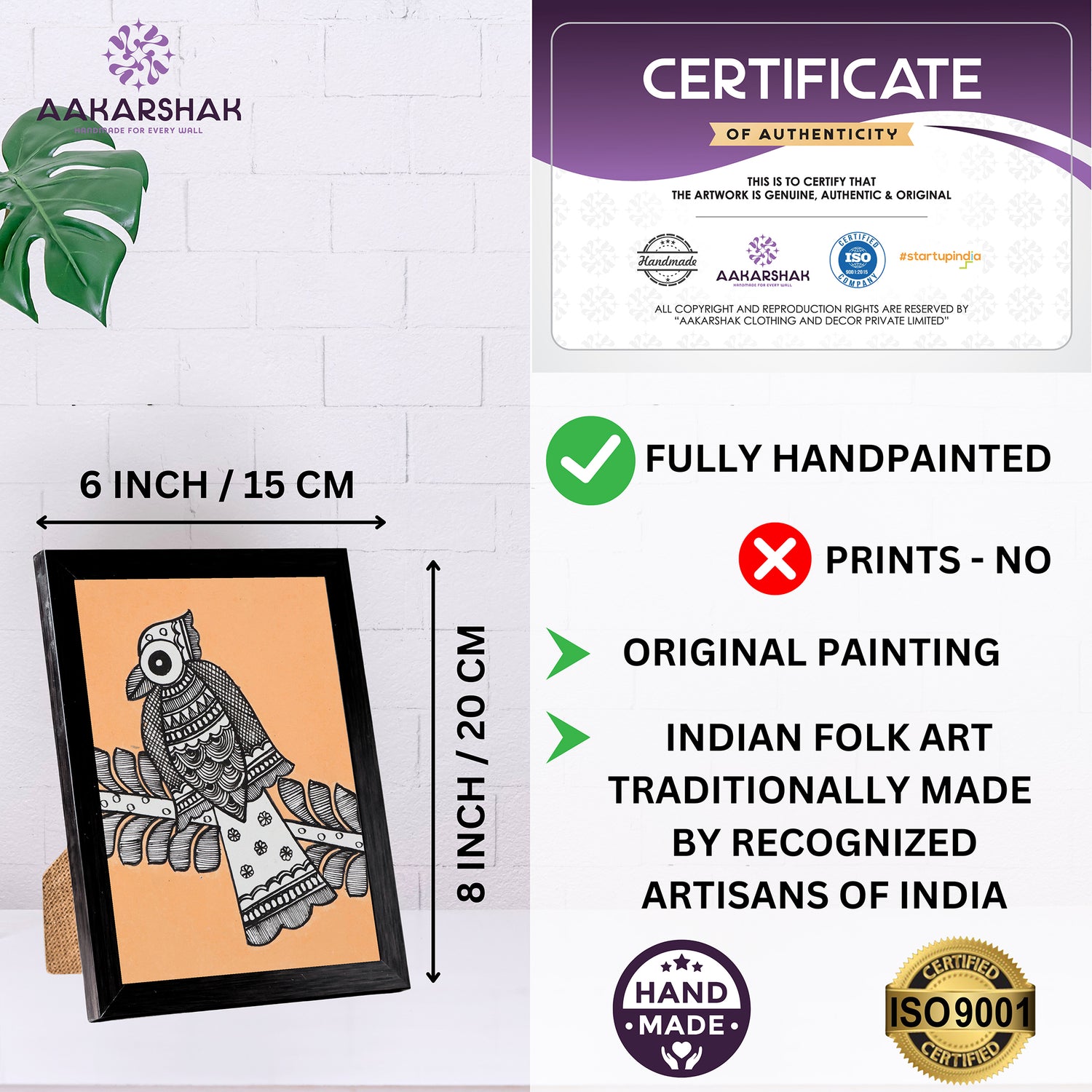 handmade iso certified madhubani-peacock painting
