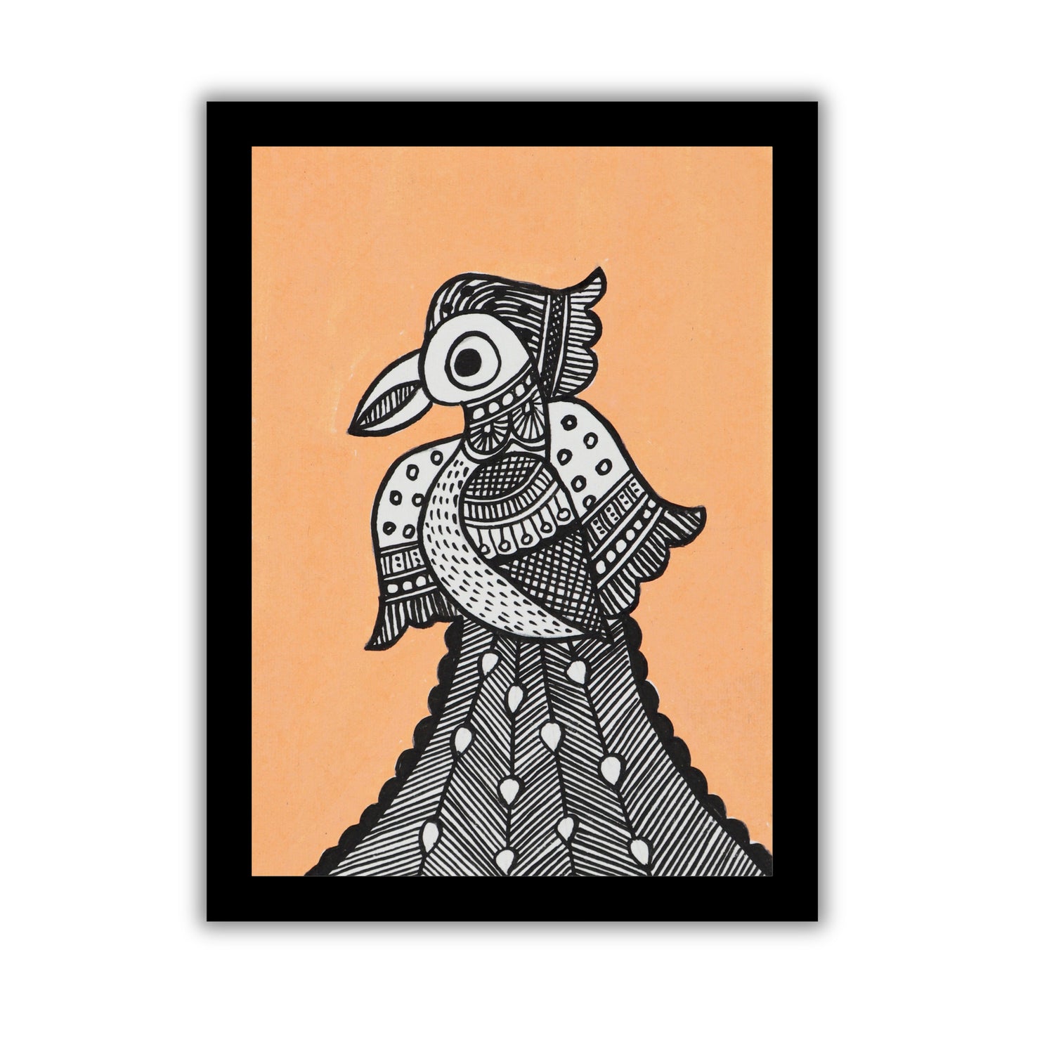 handmade madhubani painting peacock-in vibrant traditional folk art style
