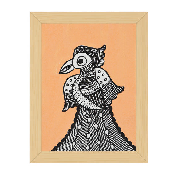 handmade madhubani painting peacock-in vibrant traditional folk art style
