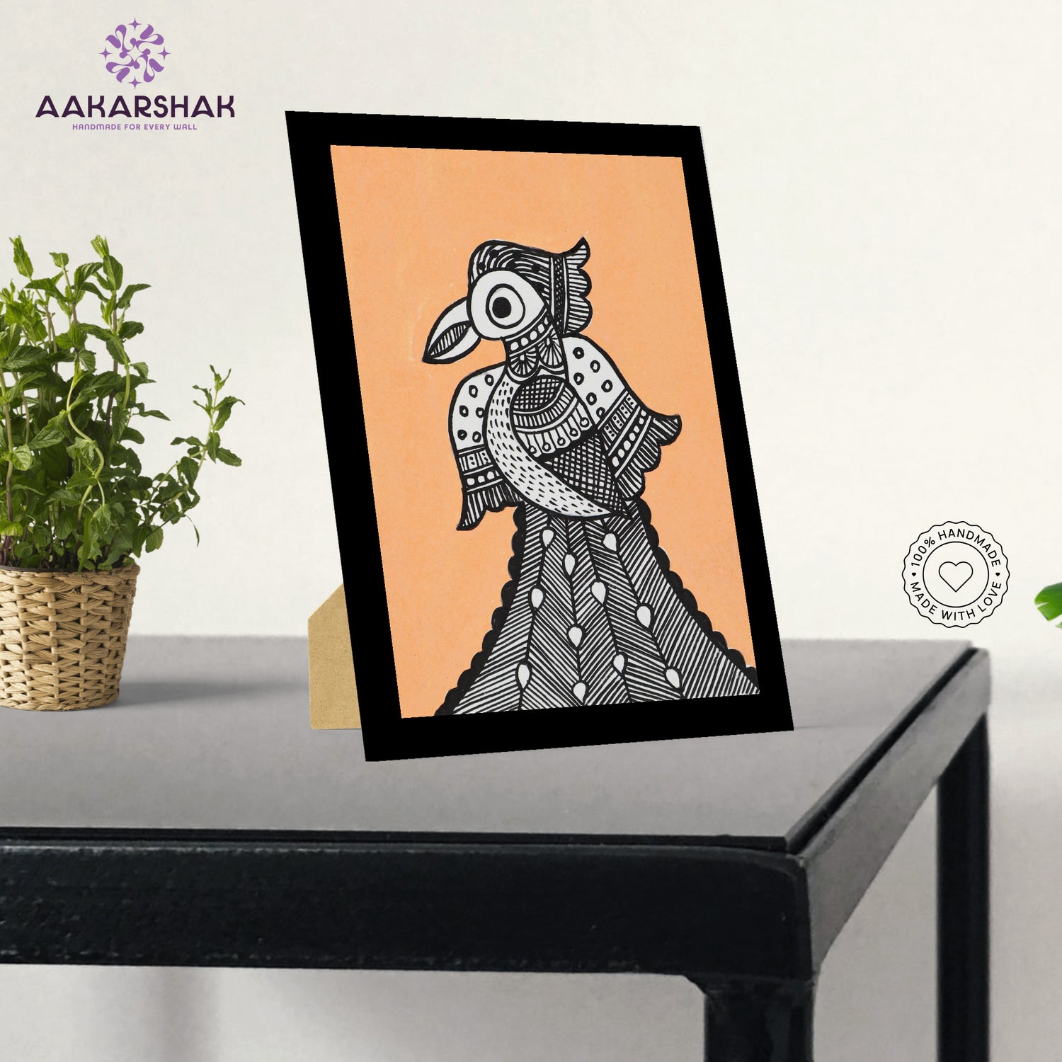 handmade iso certified madhubani-peacock painting
