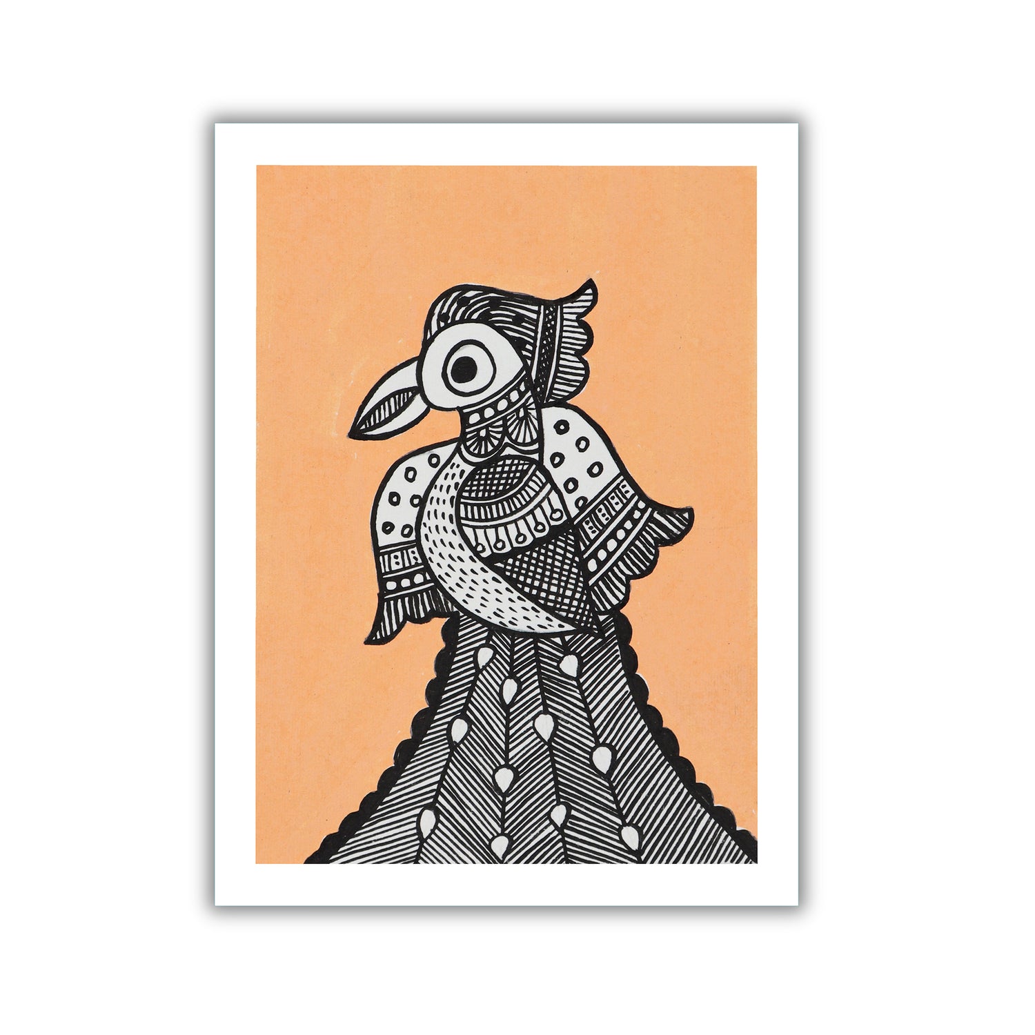 handmade madhubani painting peacock-in vibrant traditional folk art style
