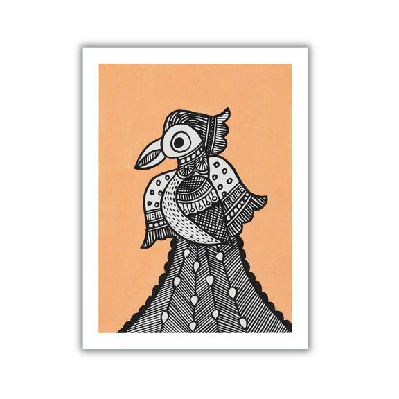 handmade madhubani painting peacock-in vibrant traditional folk art style
