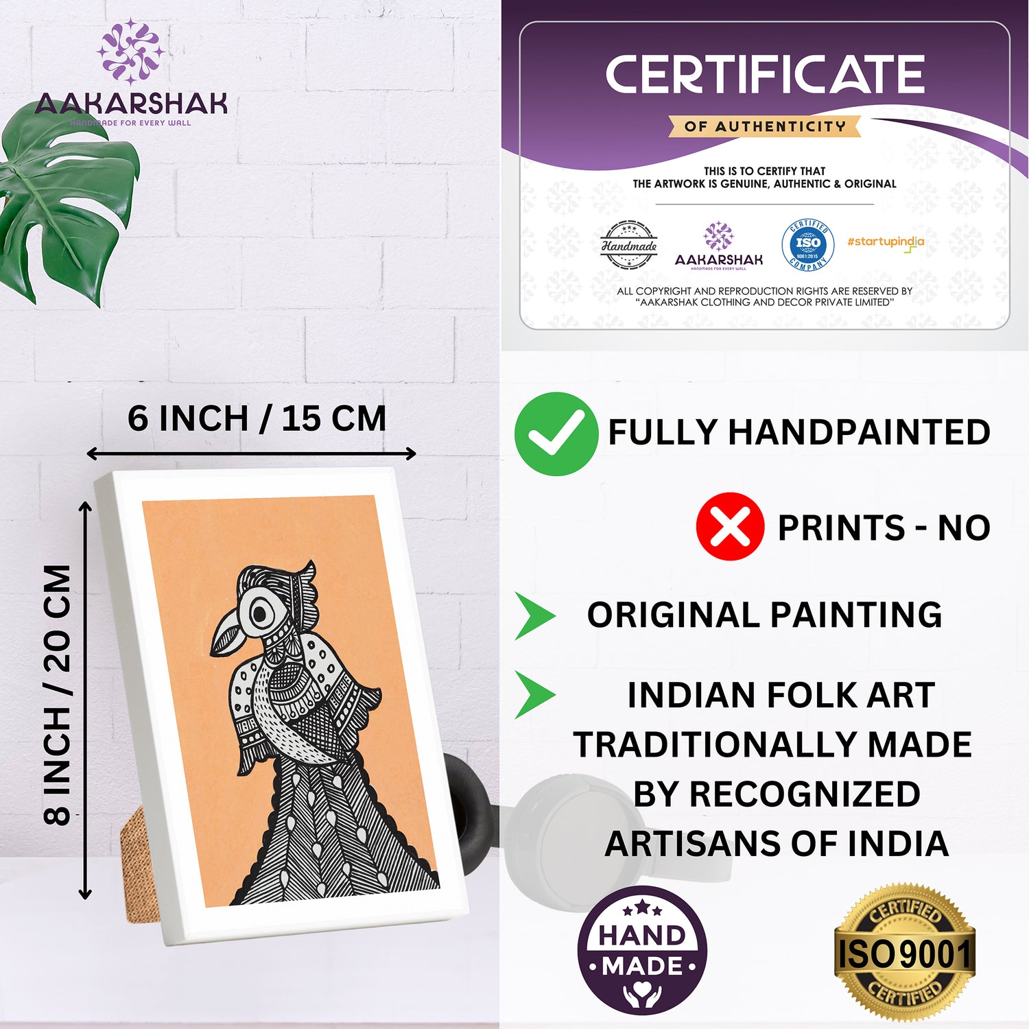 handmade iso certified madhubani-peacock painting
