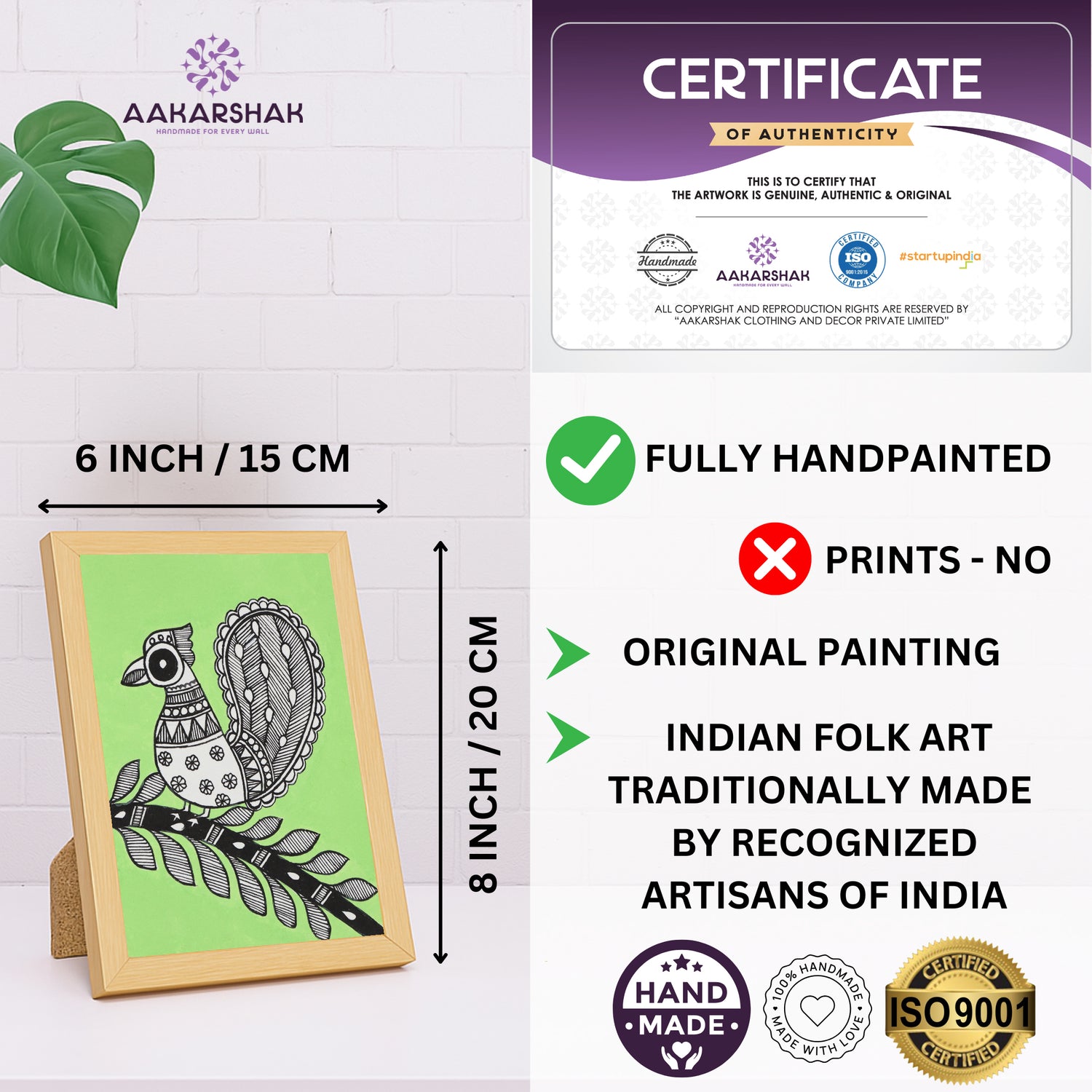 handmade iso certified madhubani-peacock painting
