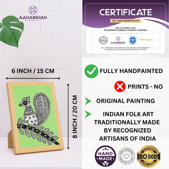 handmade iso certified madhubani-peacock painting
