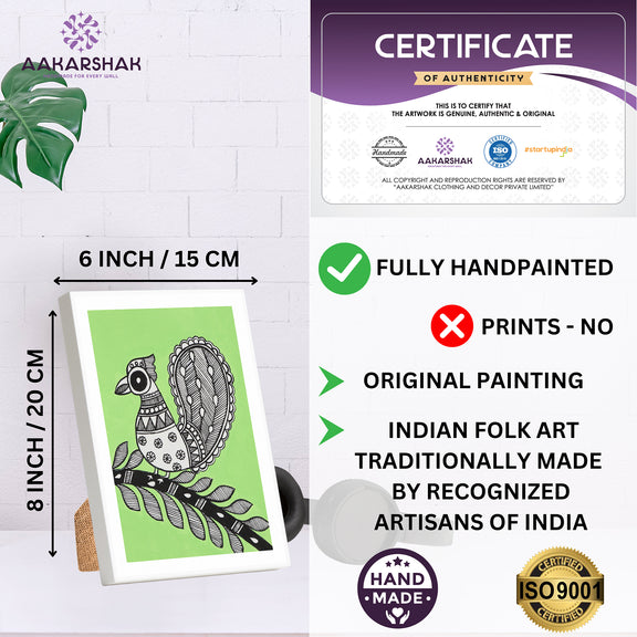 handmade iso certified madhubani-peacock painting

