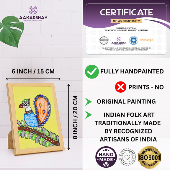 handmade iso certified madhubani-peacock painting
