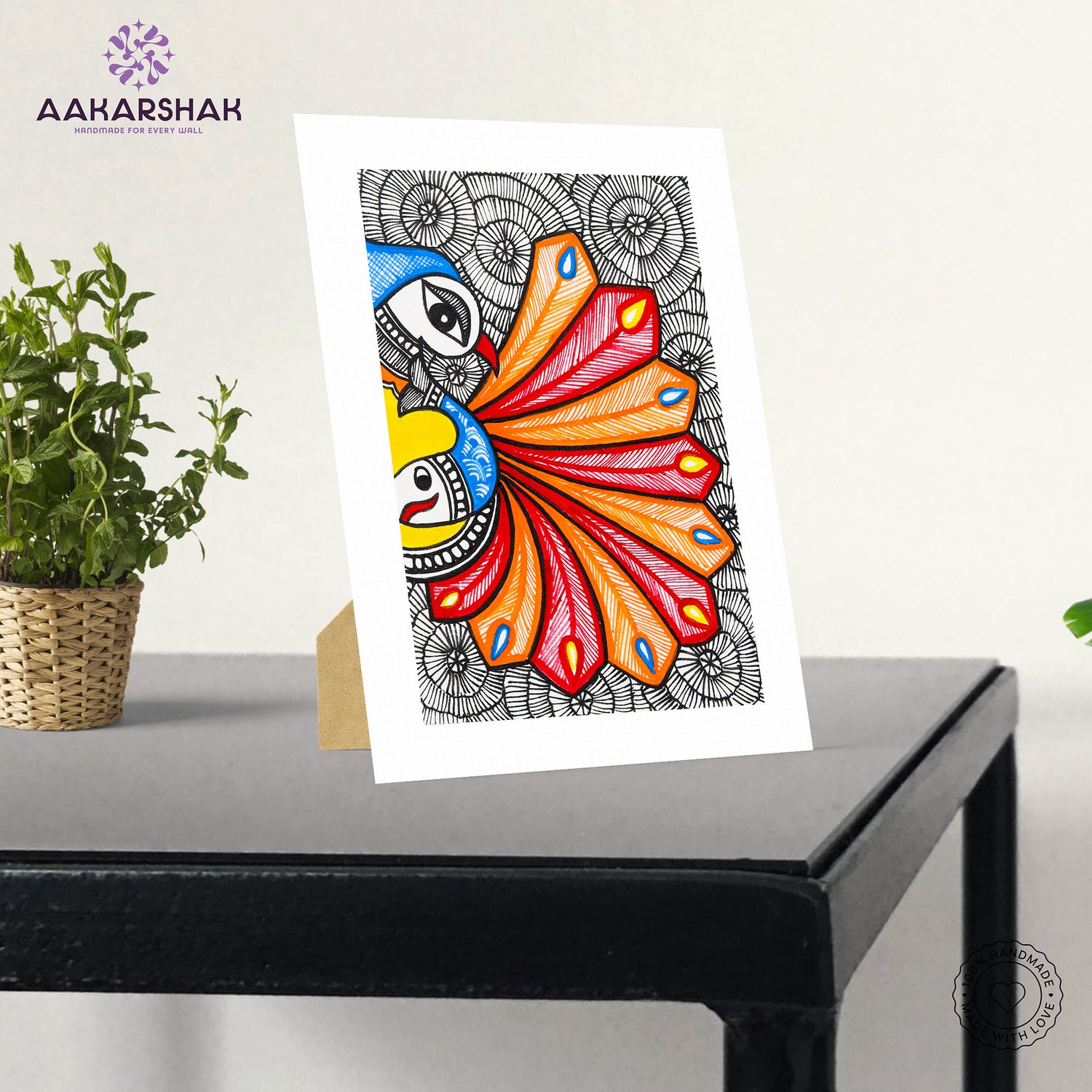 vibrant handmade madhubani painting-depicting indian folk traditions
