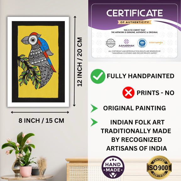 handmade iso certified-peacock madhubani painting
