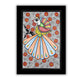 Framed artwork of a colorful peacock with handmade madhubani painting 