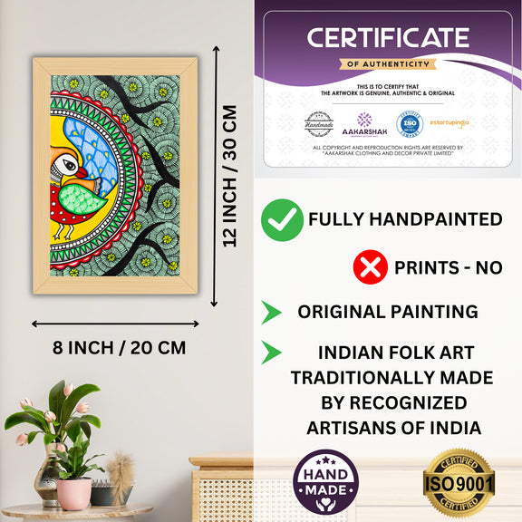 handmade iso certified-peacock madhubani painting