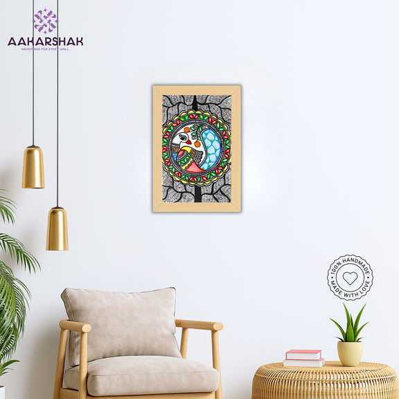 vibrant handmade peacock painting-depicting indian folk traditions