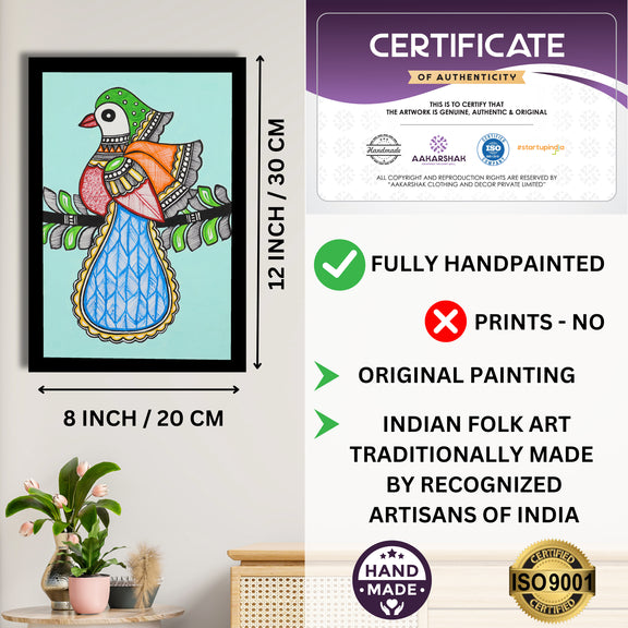 handmade iso certified-peacock madhubani painting