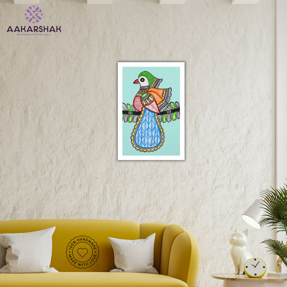 vibrant handmade peacock painting-depicting indian folk traditions