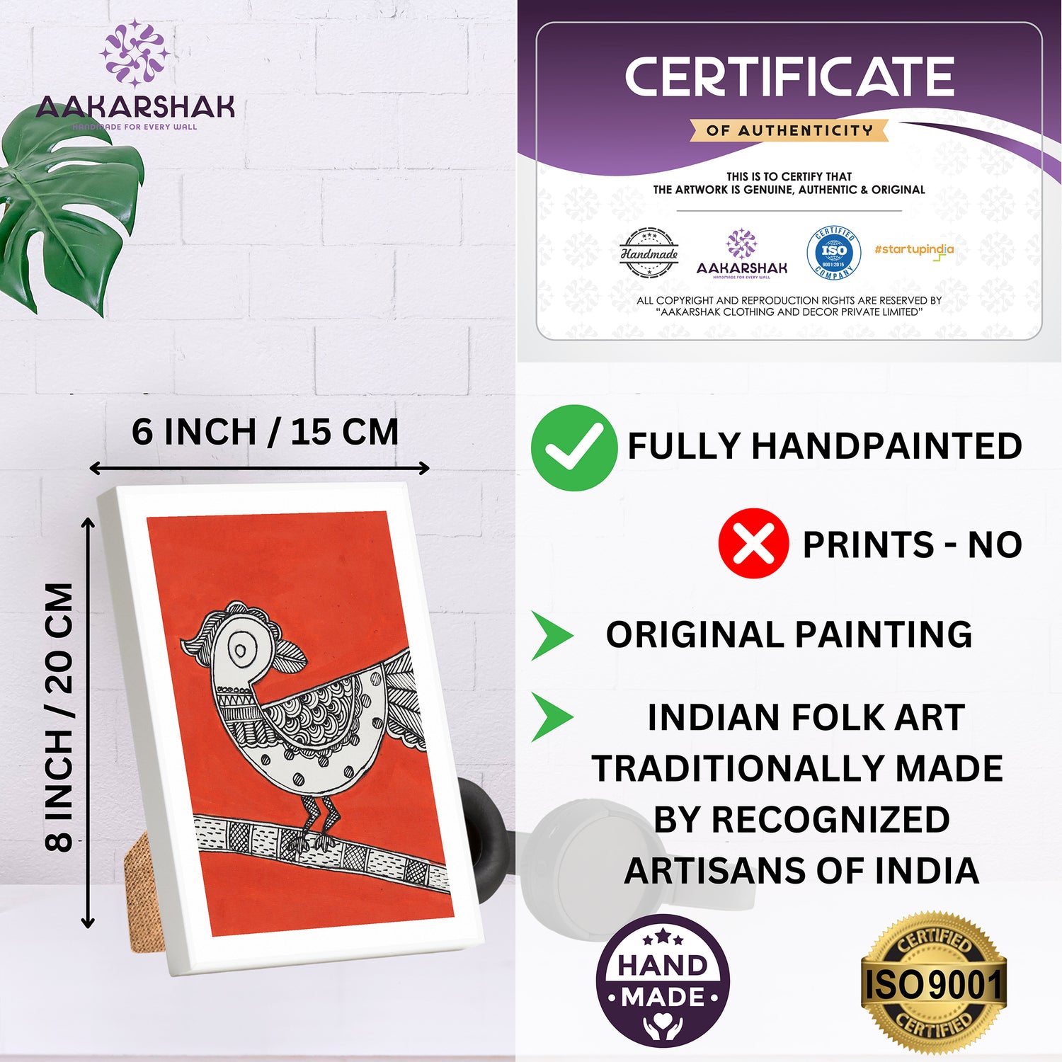 handmade iso certified madhubani-peacock painting

