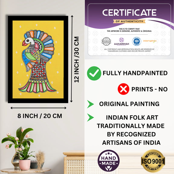 handmade iso certified-peacock madhubani painting