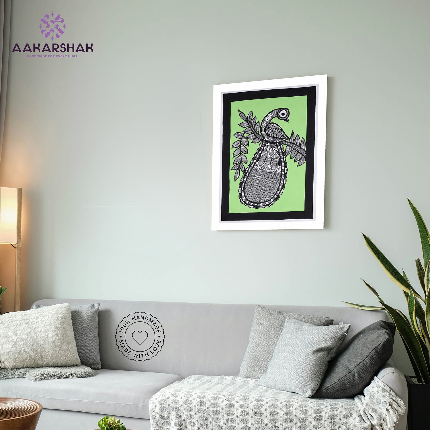 vibrant handmade  peacock painting-depicting indian folk traditions