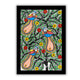 Framed artwork of a colorful peacock tree of life-with handmade madhubani painting 
