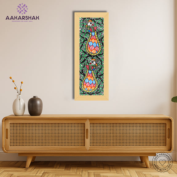 Framed artwork with tree of life design -handmade madhubani painting for home decor