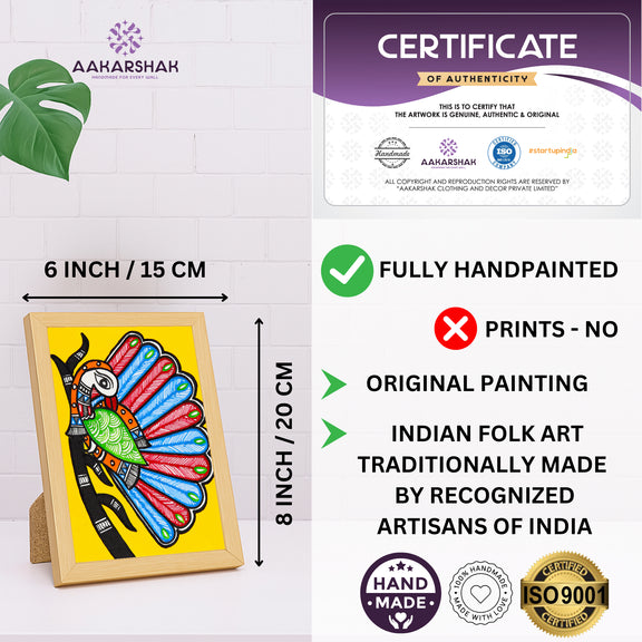 handmade iso certified madhubani-peacock tree of life painting

