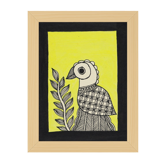 handmade madhubani painting peacock-in vibrant traditional folk art style