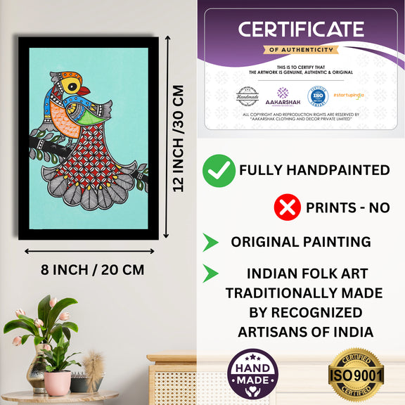handmade iso certified-peacock madhubani painting