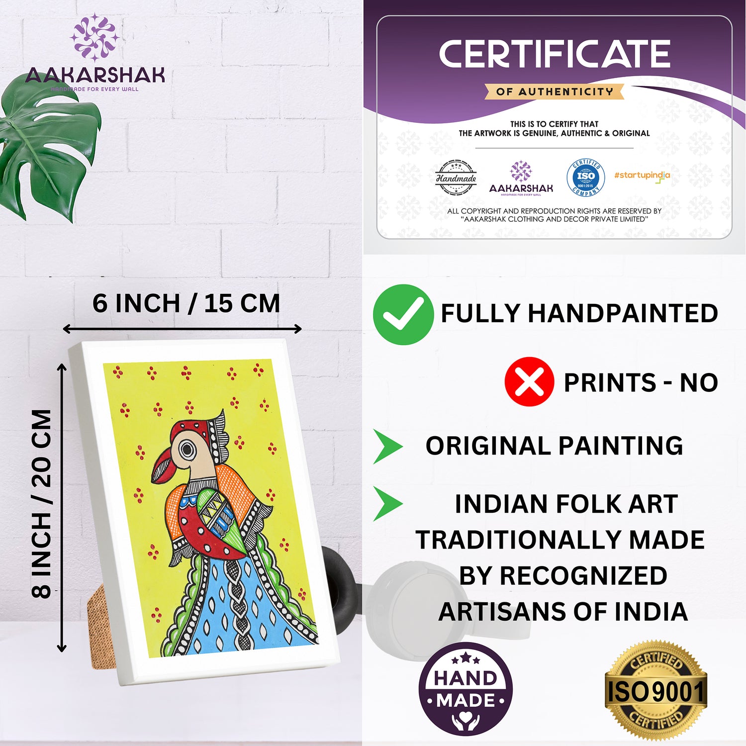 handmade iso certified madhubani-peacock painting
