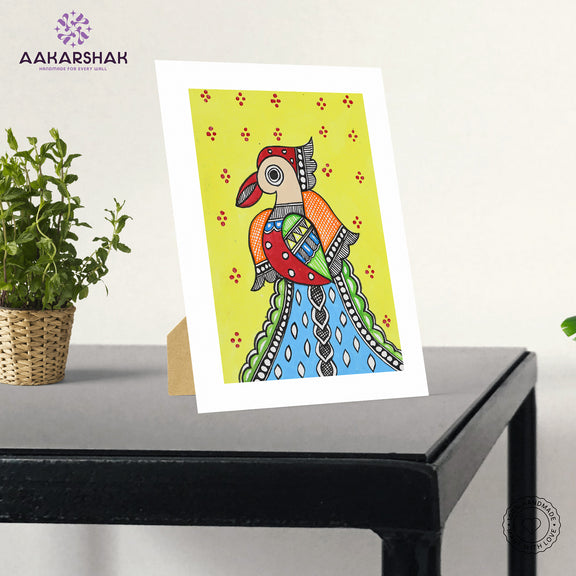 vibrant handmade madhubani painting-depicting indian folk traditi