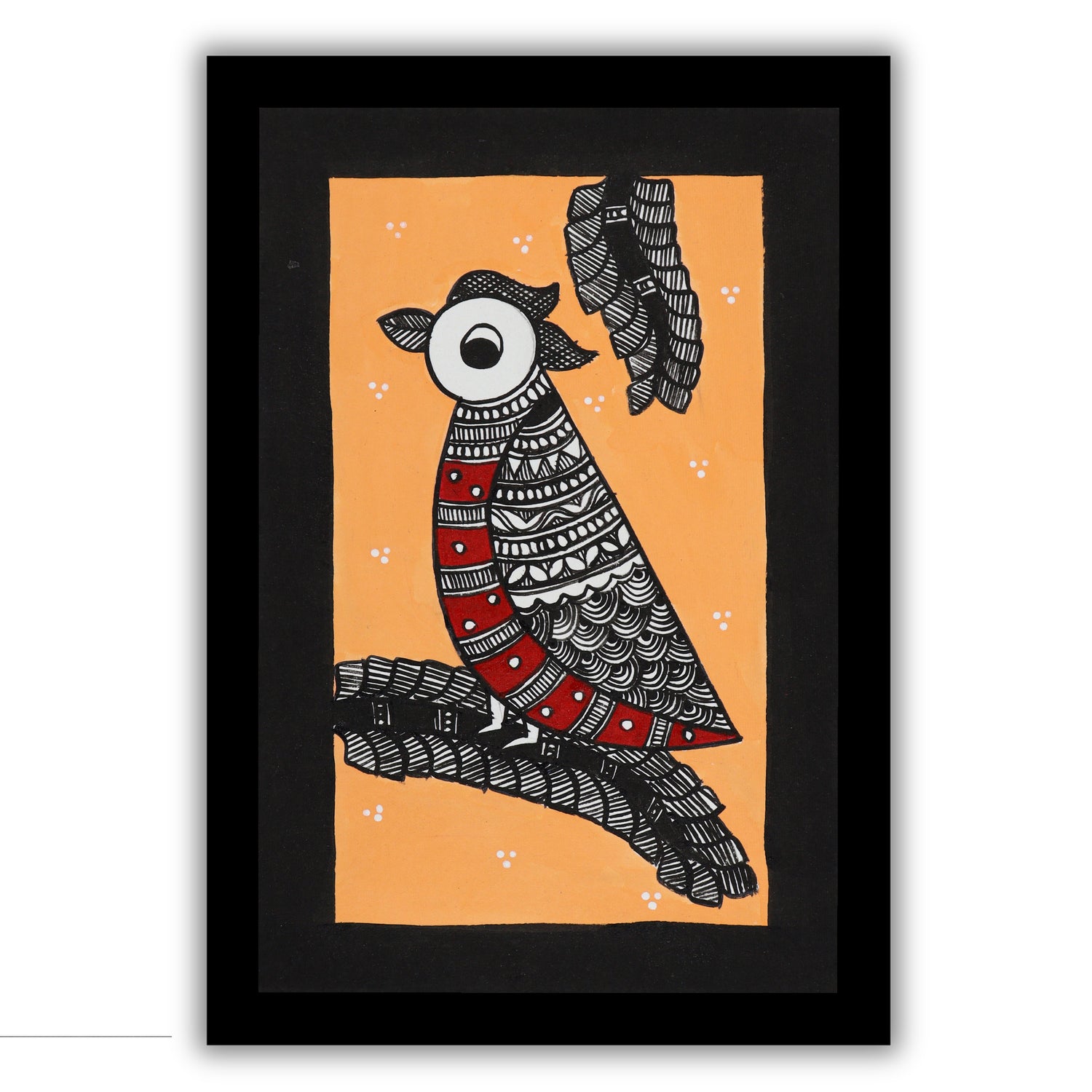 handmade madhubani painting painting peacock-in vibrant traditional folk art style
